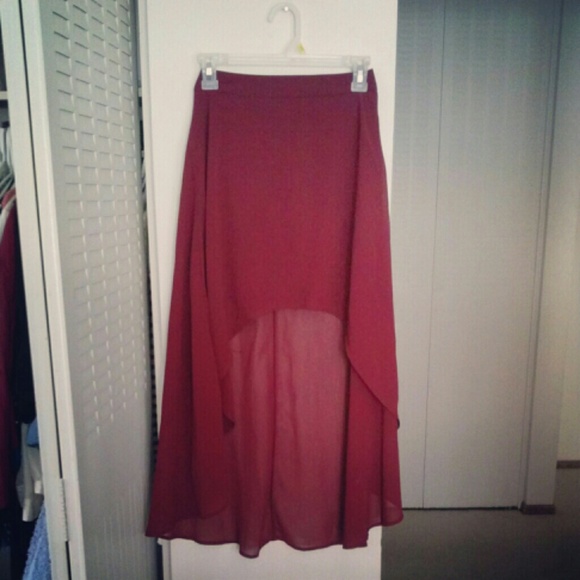 Maroon high low skirt