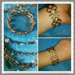 Lia Sophia brushed gold decorative link bracelet