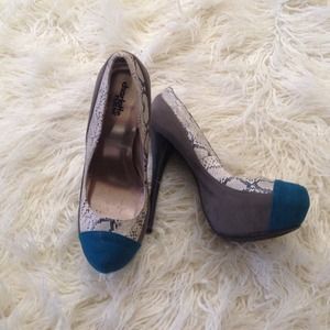 *sold* Hidden Platform Snakeskin & Suede Heels