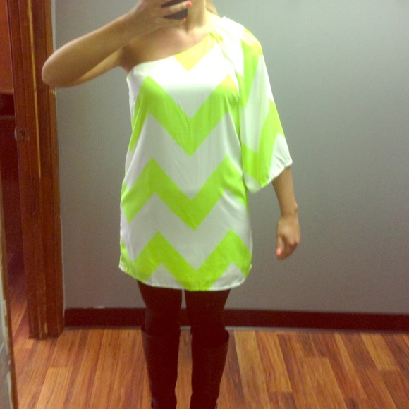 Neon Yellow Chevron 1 shoulder! MANY SIZES!
