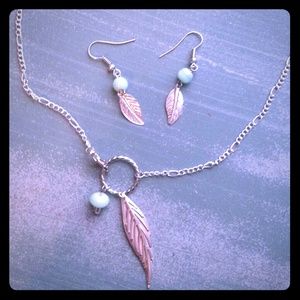 Green and silver jewelry set