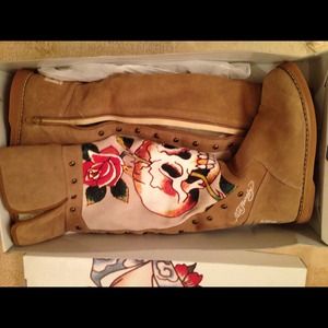 Reduced🌷 Ed Hardy Rare knee high boots. Size 8