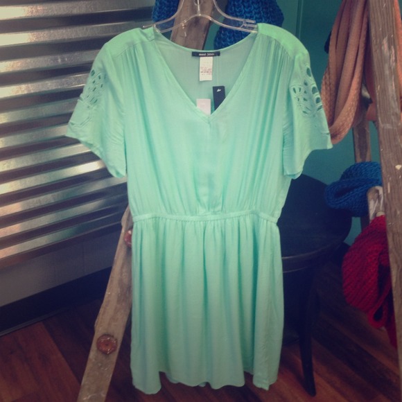 Mint V Neck dress! 2 LARGES LEFT!