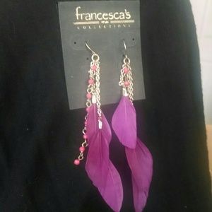 Fuschia feather earrings