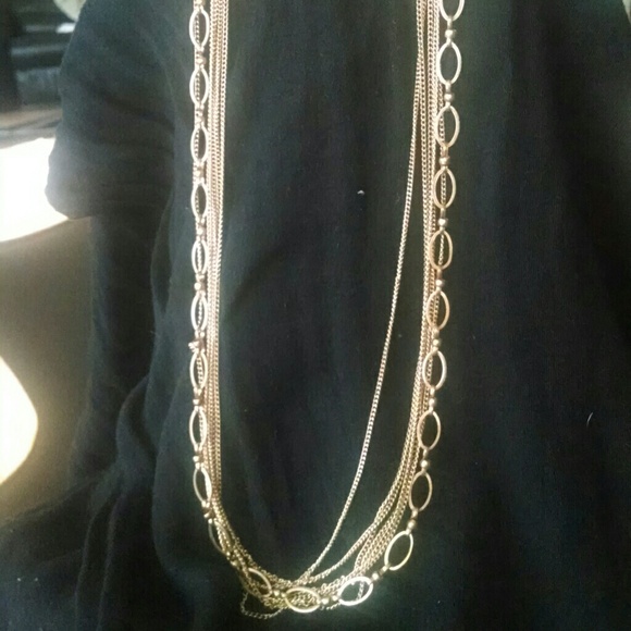 Gold multi chain necklace-slight rose gold hue