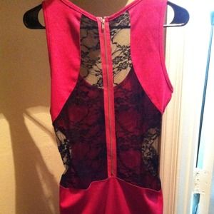 Dark pink lace back dress