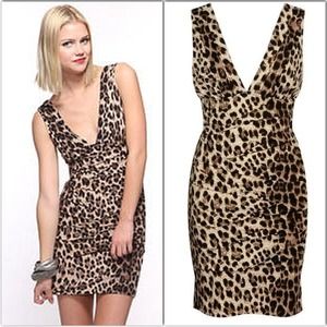 Forever 21 tiered leopard bandage dress