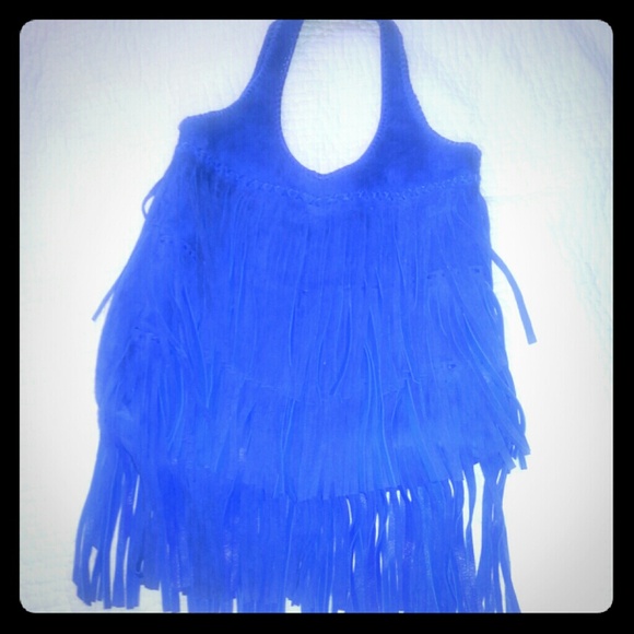 Handmade all leather suede fringe purse