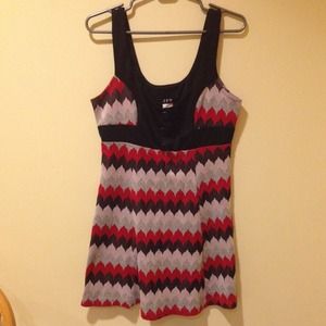 Black red grey chevron dress sleeveless
