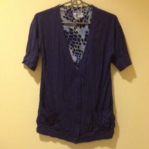 Navy blue quarter sleeve cardigan with pockets!
