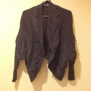 Chunky knit cardigan, gray, batwing sleeves