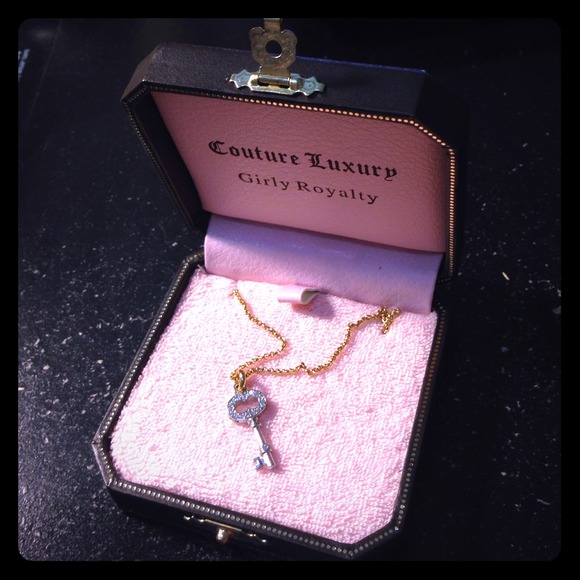 Juicy Couture pave heart wish key necklace