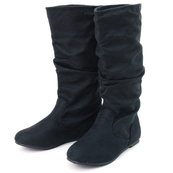 Black Faux Leather Boots
