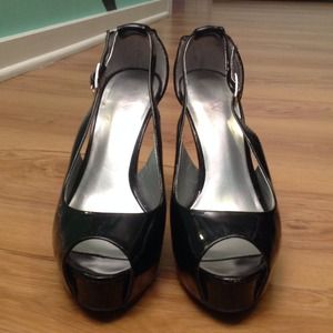 Dark black high-heels.