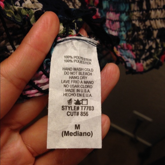 NWOT Crop sheer floral assymmetrical top - Picture 3 of 3