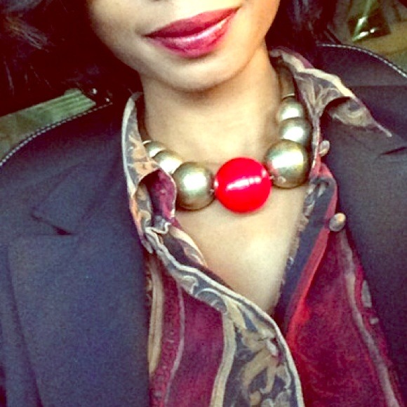 Red & Gold Bubble Necklace