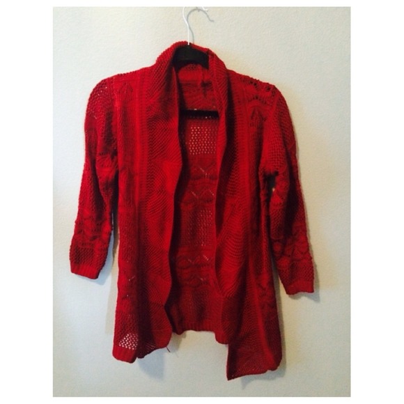Red cardigan