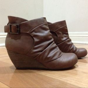 ALDO's Leather Boots/Wedges (Brown)