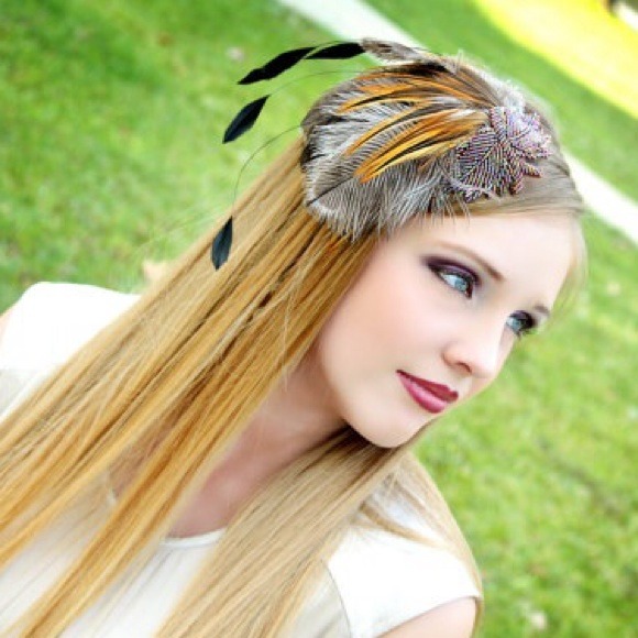 Mauve & grey earth tone feather fascinator