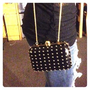 BRAND NEW studded clutch with gold chain