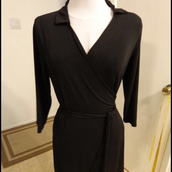 🚫SOLD🚫Apostrophe Black Wrap Jersey Dress