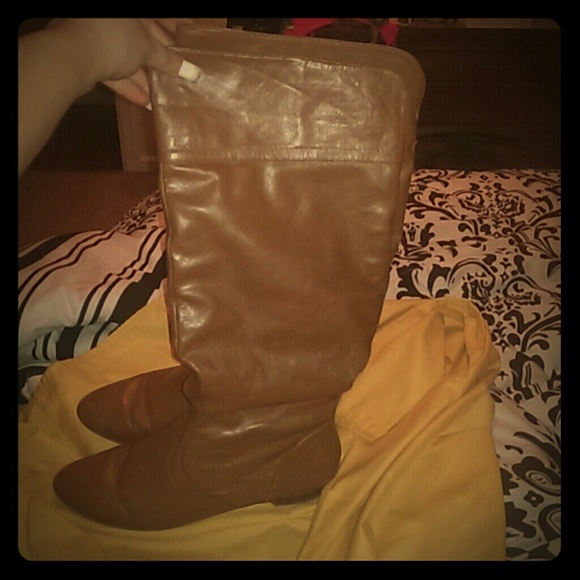 Brown leather boots