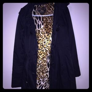 Guess coat/ jacket long black leopard cheetah