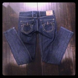 True Religion Dark Wash straight skinny slim Jeans