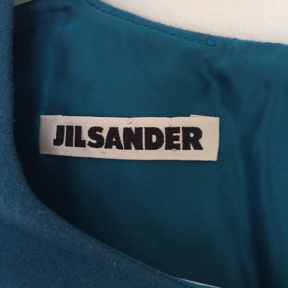 Authentic jil sander tailored teal wool dress