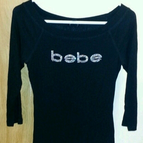 Bebe large black off shoulder stretchy 3/4 sleeve