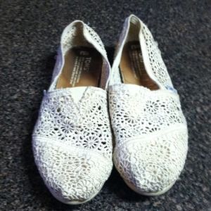White Crochet TOMS
