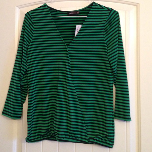The Limited green and black striped shirt size M