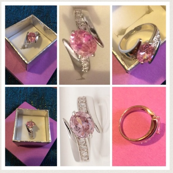 Engagement 9k Gold filled pink Sapphire ring  7.75 - Picture 2 of 4