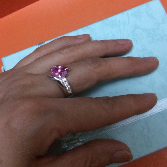 Engagement 9k Gold filled pink Sapphire ring  7.75 - Picture 4 of 4