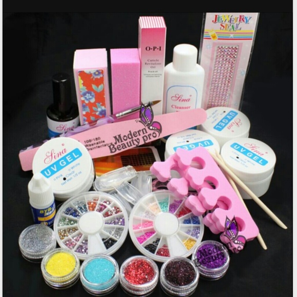 Full Acrylic Glitter Powder Glue File French Nail