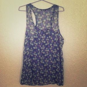 Floral silk racer top