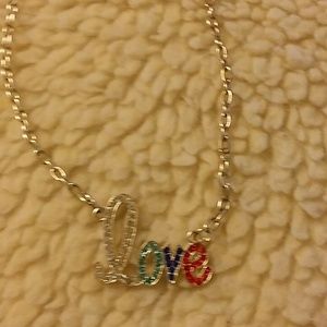 Silver toned love necklace