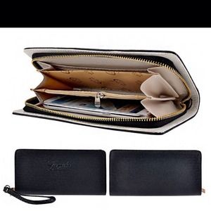 Zip Round Leather color Black wallet