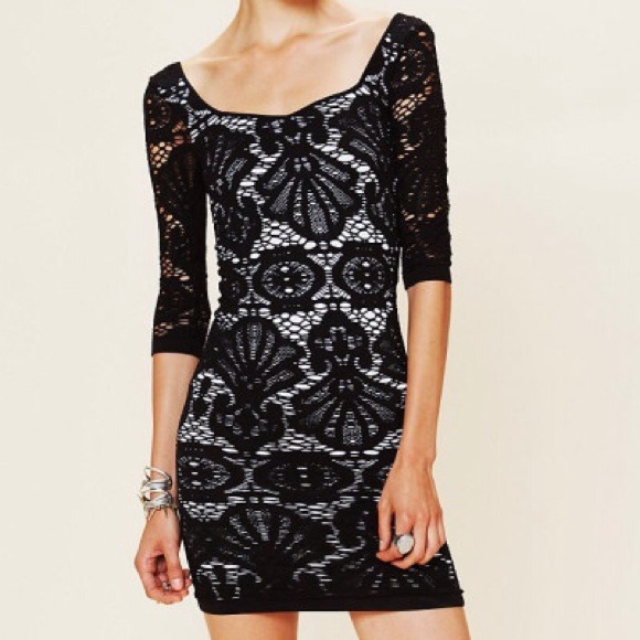 Free People B&W Seamless Medallion Bodycon Dress