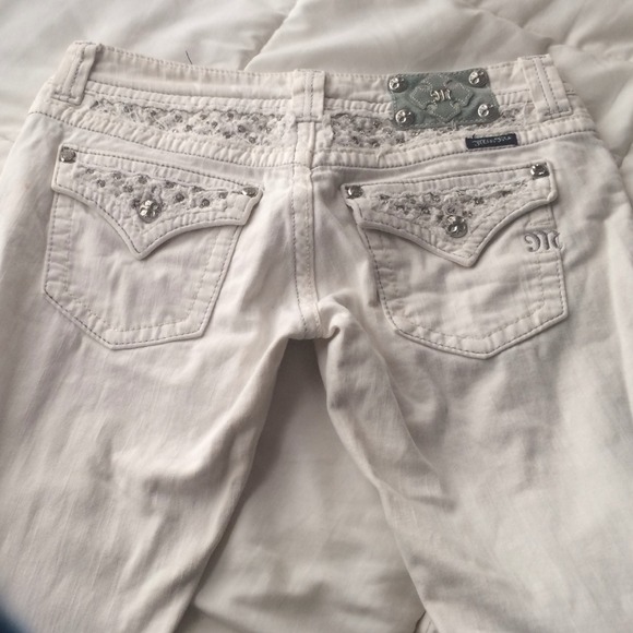 White, rhinestone Miss Me Jeans