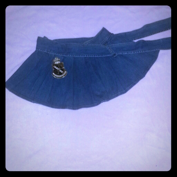 Pleated Denim Skirt