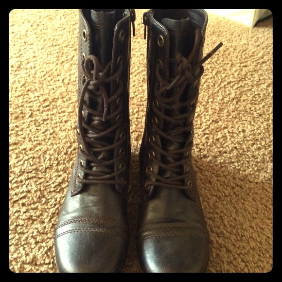 Cathy Jean Boots - Brown combat boots