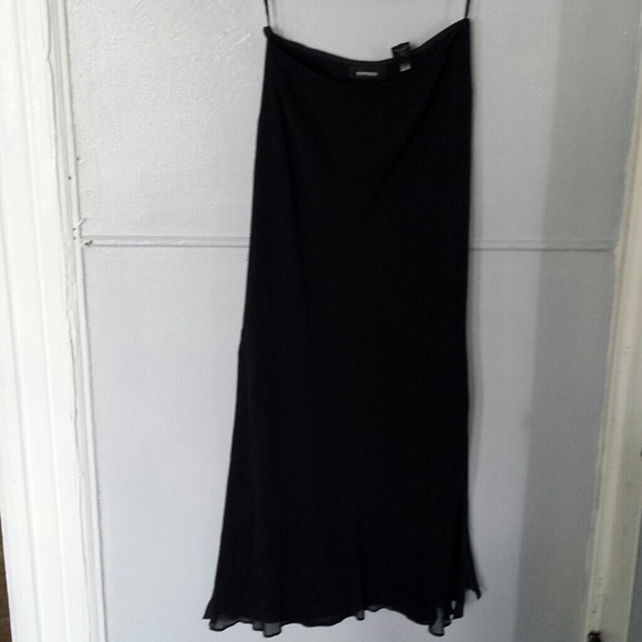 Express black silk maxi skirt
