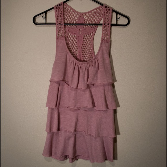 Pink ruffled tank