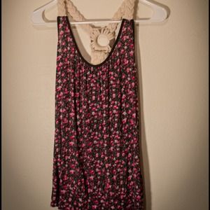 Floral Tank with Woven Straps