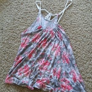 Grey abd pink floral tank