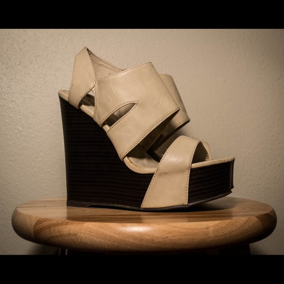 Strappy White Wedges
