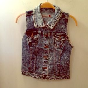 Acid wash jean jacket / vest