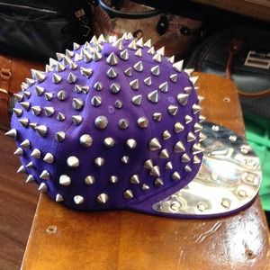 Handmade studded purple hat / cap