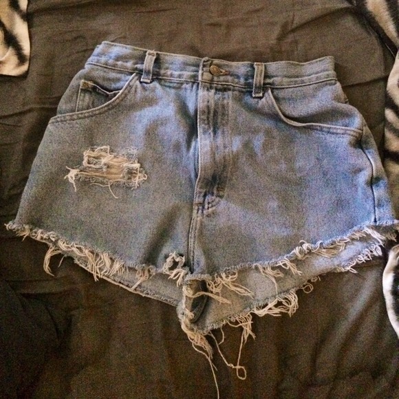 Lee Denim - Distressed high waist denim shorts